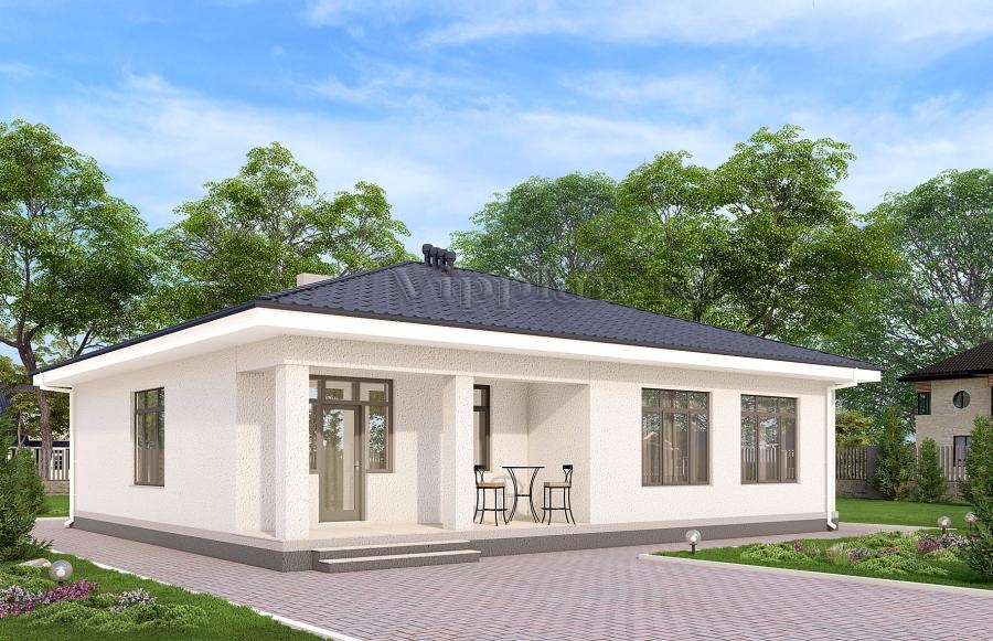 Одноэтажный дом с террасой и тремя спальнями